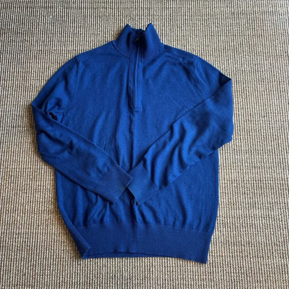 Banana Republic Cotton Cashmere Quarter Zip Sweater — Size L 💙